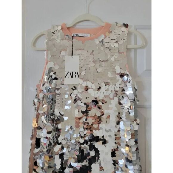 ZARA Sequin Knit Pink and Silver Dress S NWT - Picture 4 of 9